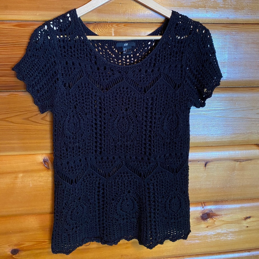 H&M Black Crochet Top - Small